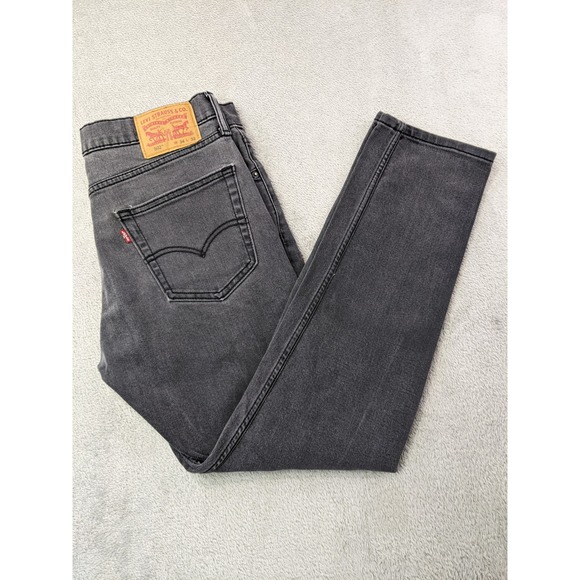 Levi's 502 Regular Taper Fit Jeans Mens W34 L32 Black Wash Denim Pants - Picture 1 of 14